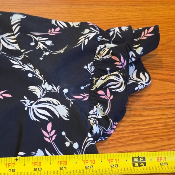 Lane Bryant Women's Pullover Top Ruffled Sleeves Blue Floral Rose Plus Size 18 - Picture 6 of 11